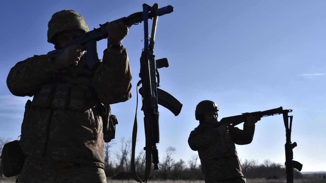 Ukraine soldiers at a training program