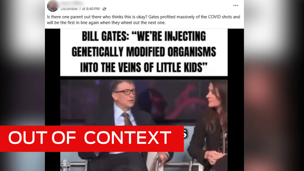 Screenshot of a misleading facebook post involving Bill Gates.