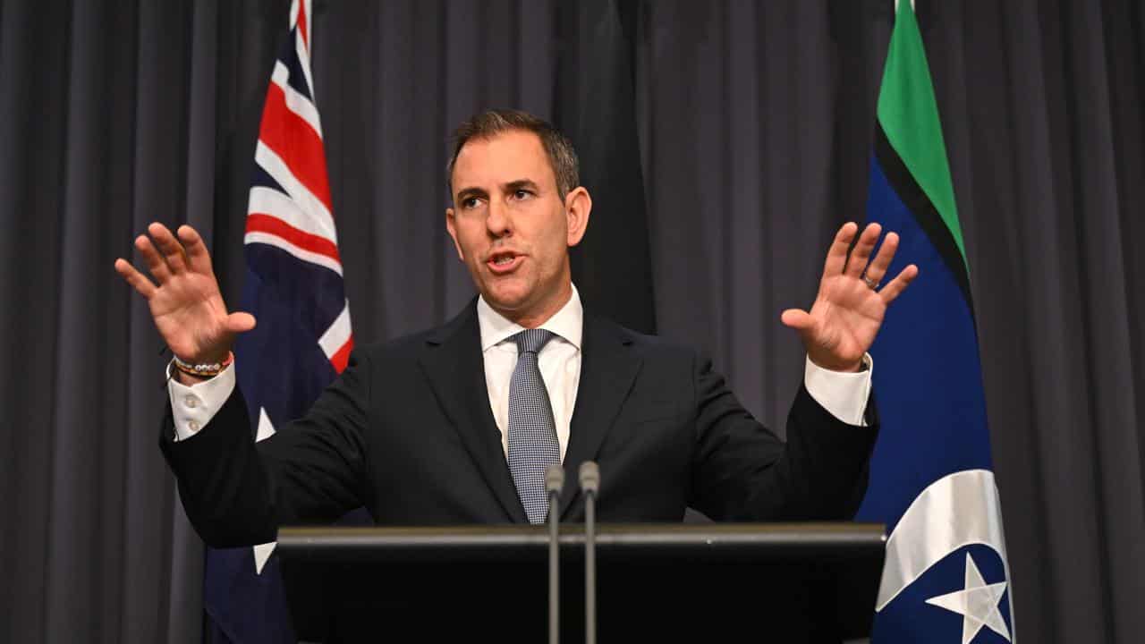 Treasurer Jim Chalmers at a press conference