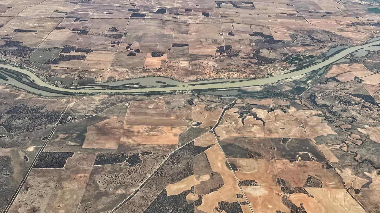 Aerial view of the Murray River north of Adelaide