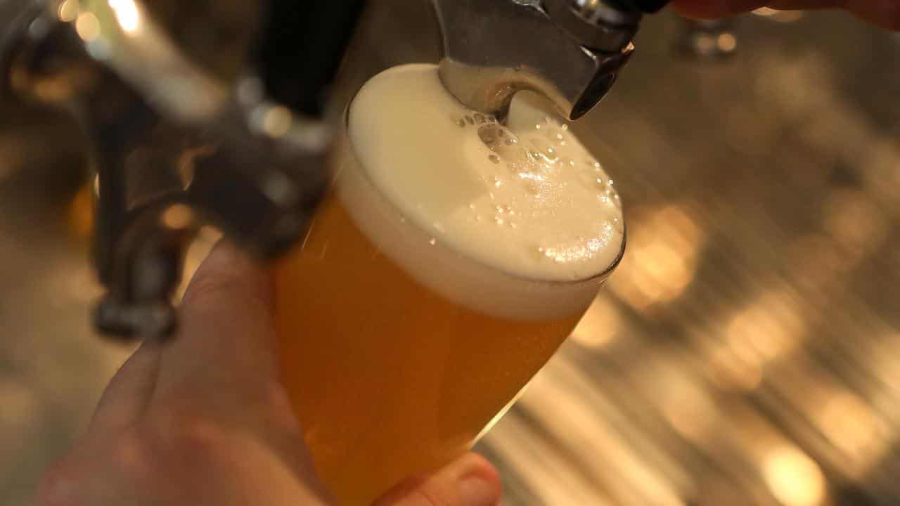 Beer poured into a glass