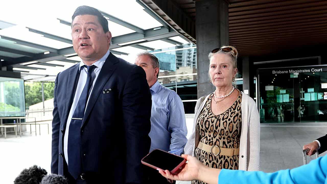 Defence lawyer Ron Behlau (Left) speaks to the media