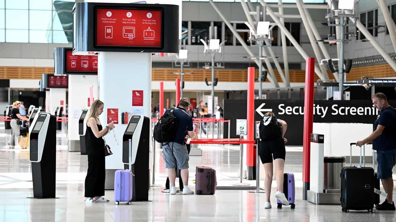 A general view of Qantas departures operations