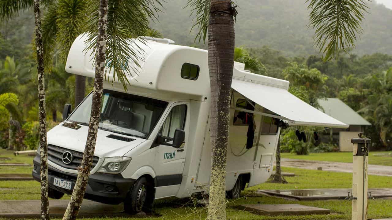 The aftermath of flash flooding at a holiday park near Cairns.