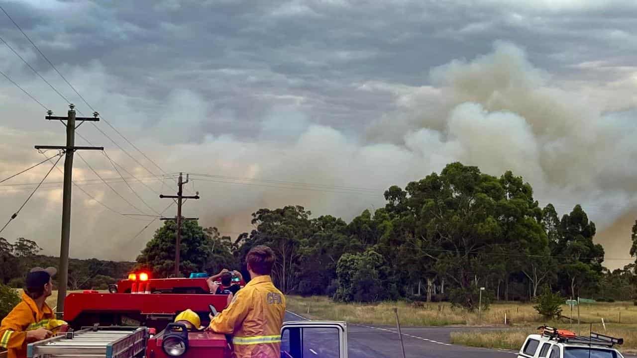 A fire burning near Creswick in Victoria