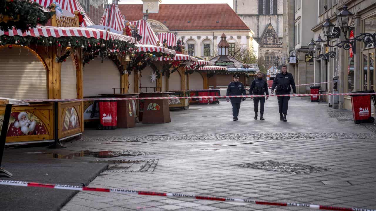 Police officers at German Christmas Market crime scene