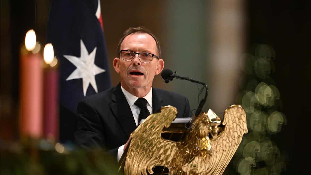 Tony Abbott delivers a eulogy for former minister Kevin Andrews