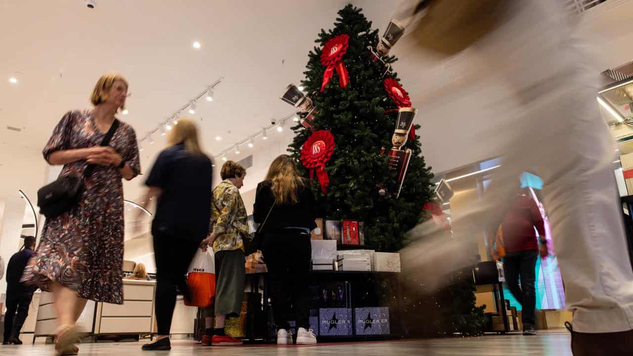 Christmas shoppers at Bourke Street Mall in Melbourne