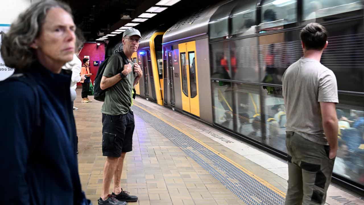 Commuters at Martin Place train station