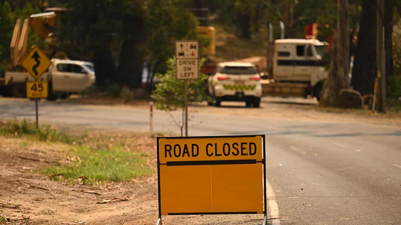 A road closed sign is seen in Halls Gap (file image)