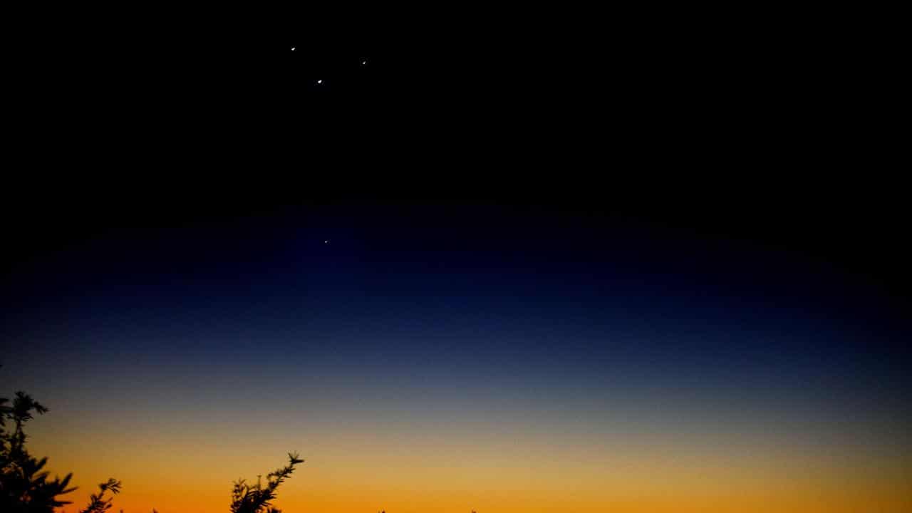 Venus, Jupiter, Mercury and Mars align in the sky at sunrise.