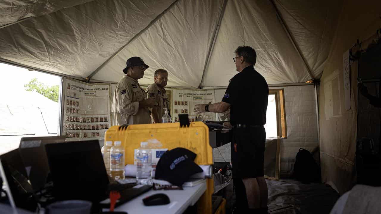 Aid workers after an earthquake in Vanuatu