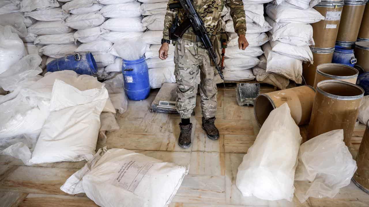 The Illicit drug captagon discovered inside Syrian warehouses