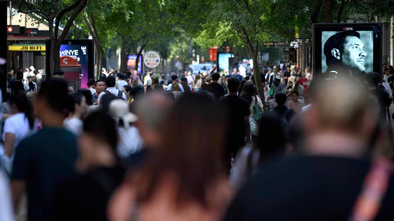 People attend Boxing Day sales at Pitt Street Mall in Sydney