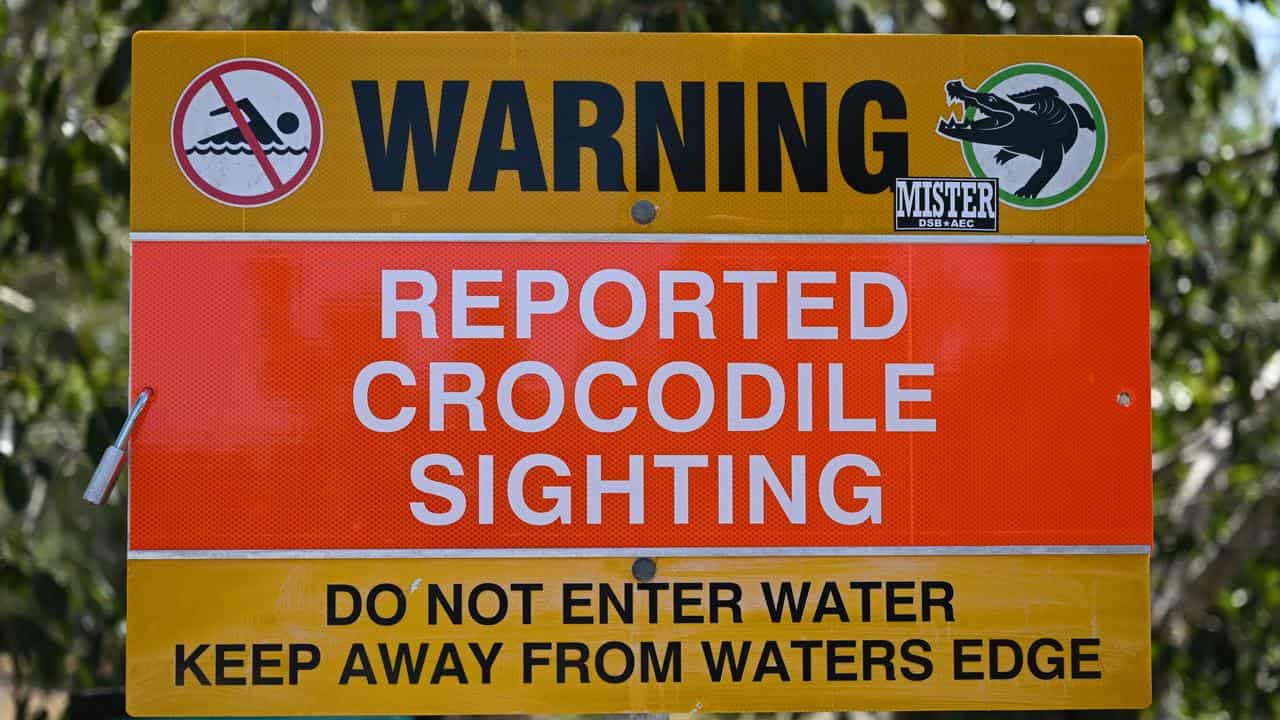 A crocodule warning sign in the NT (file image)