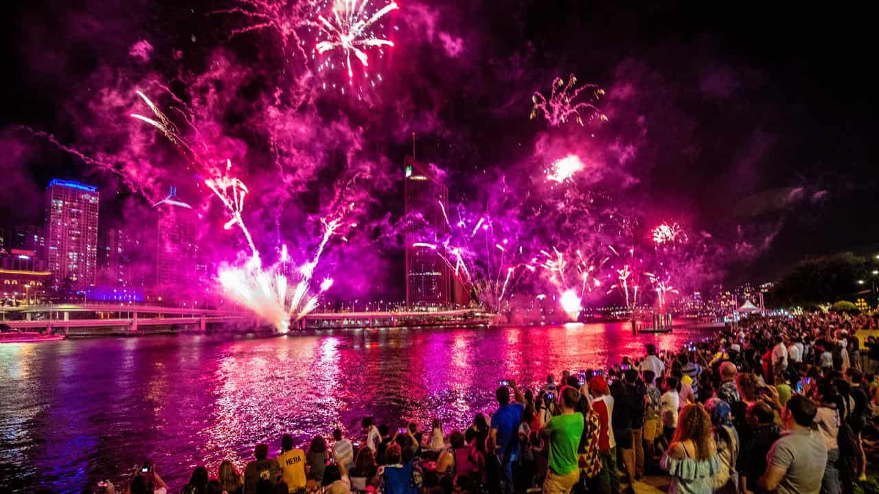 People watch fireworks over the Brisbane River (file image)