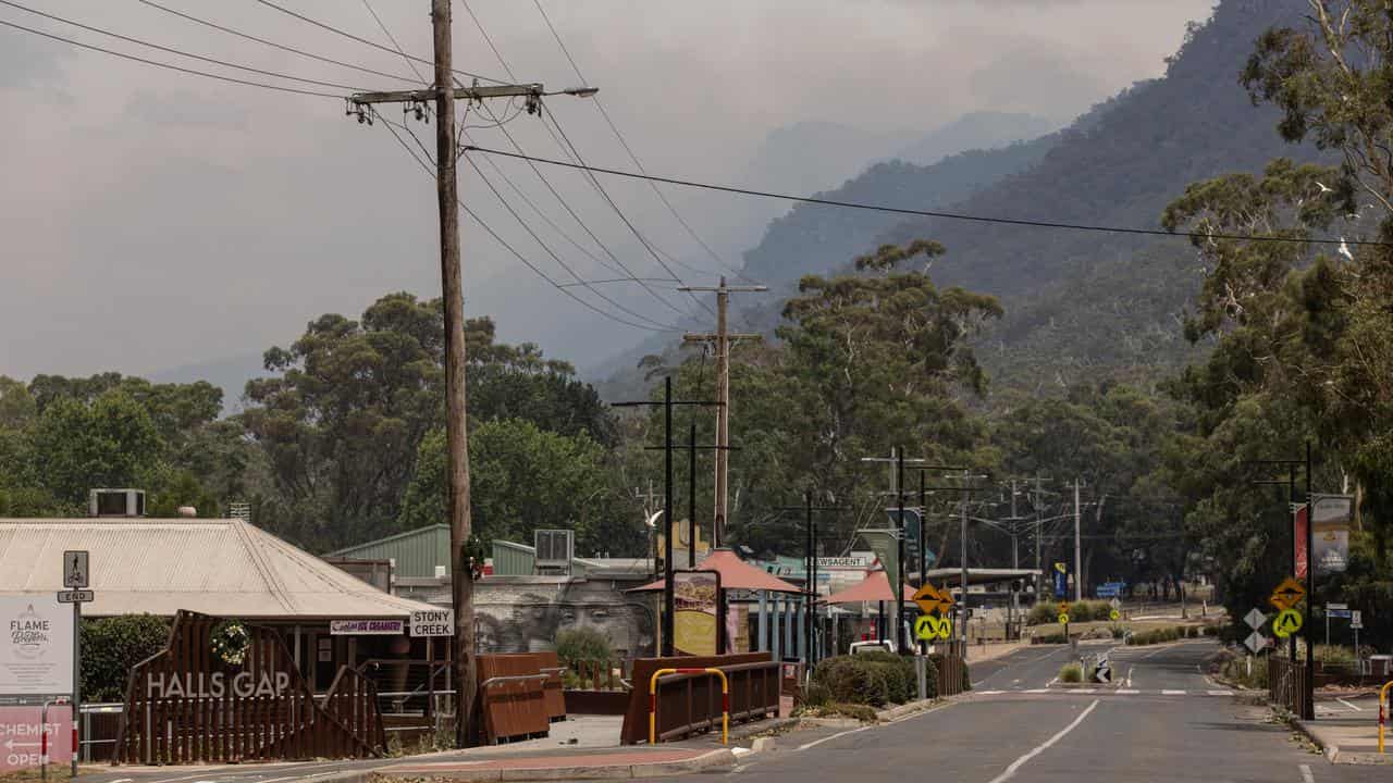 Grampians Road in Halls Gap in the Grampians region of Victoria