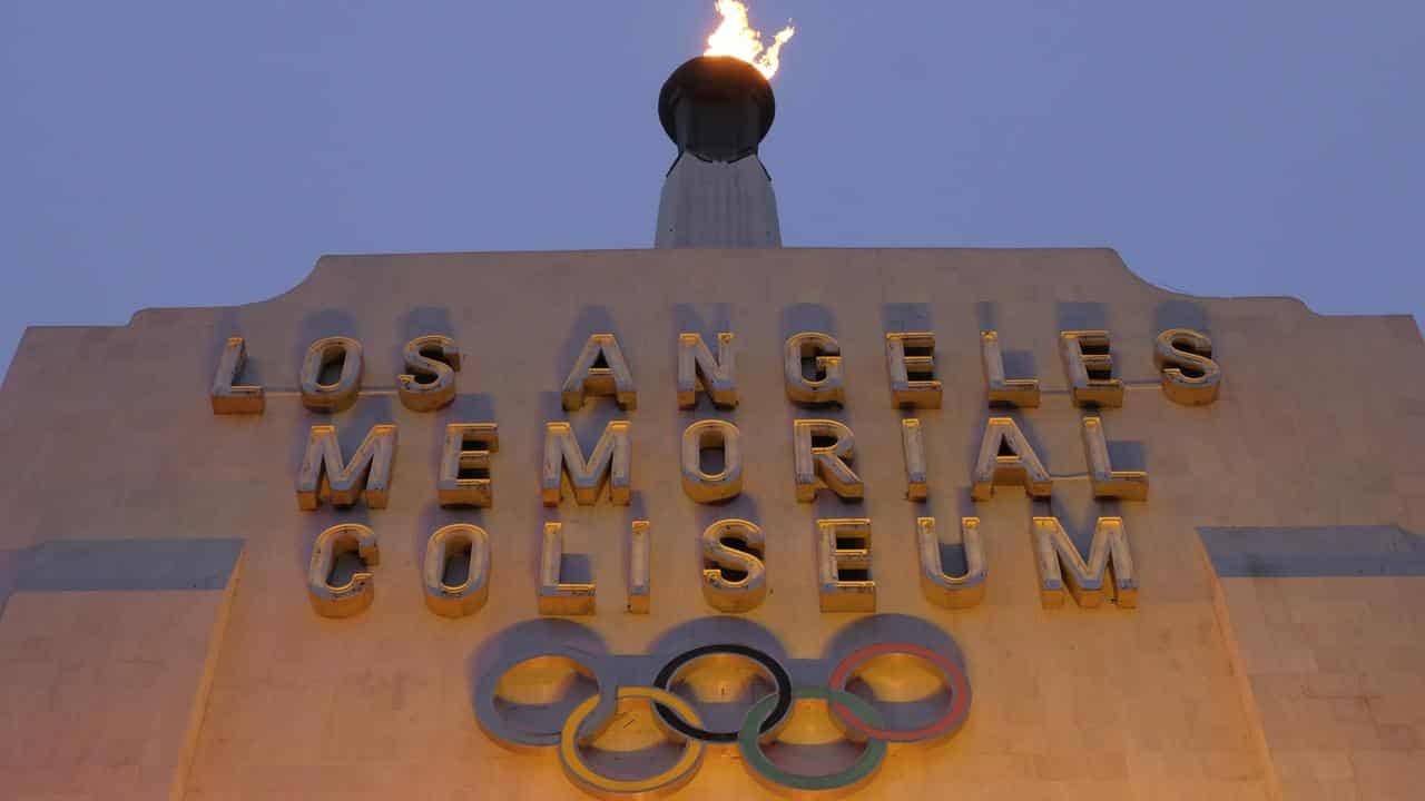 The Los Angeles Memorial Coliseum entrance sign