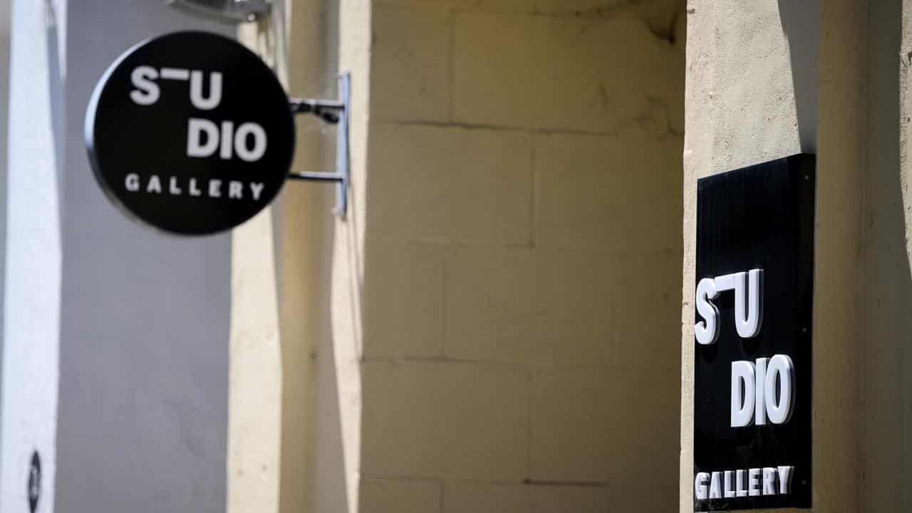 External signage at a Studio Gallery shop.