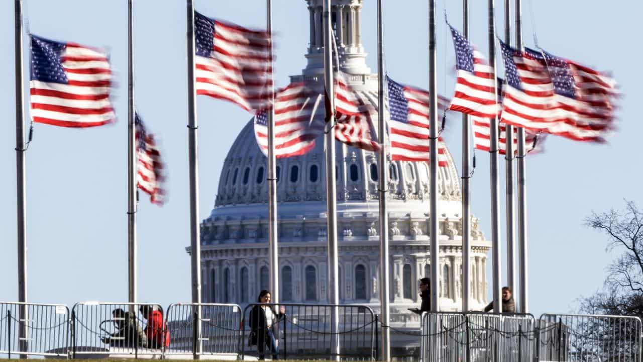 Flags at half mast outside the US Capitol