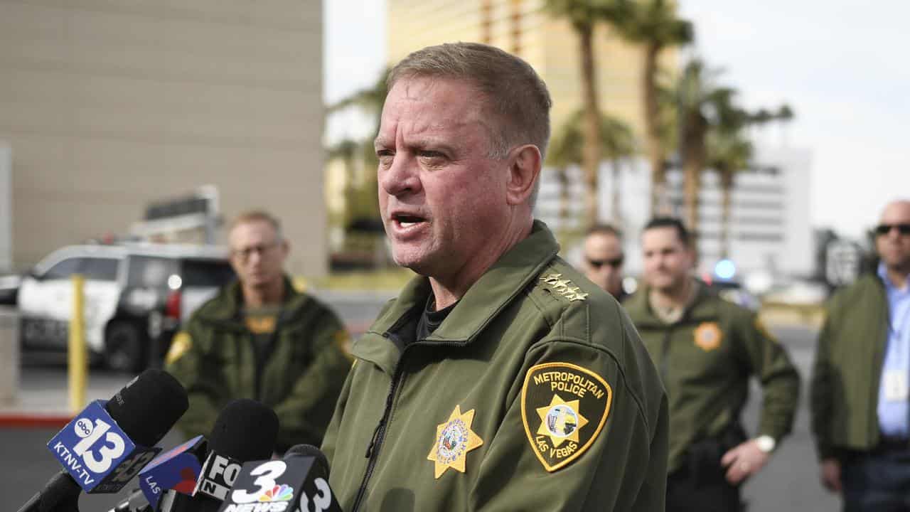 Clark County Sheriff Kevin McMahill briefs the media in Las Vegas