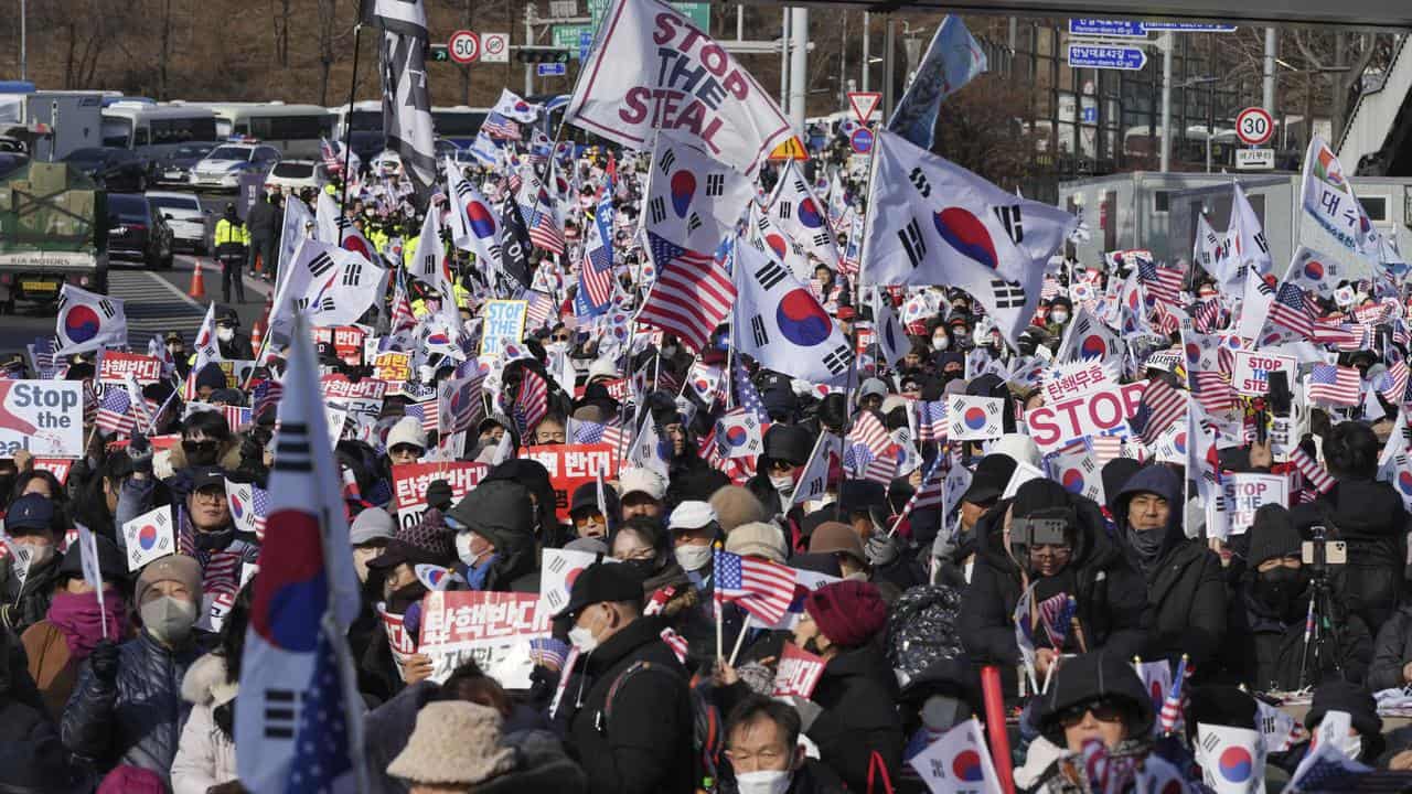 Supporters of South Korean President Yoon Suk-yeol rally in Seoul