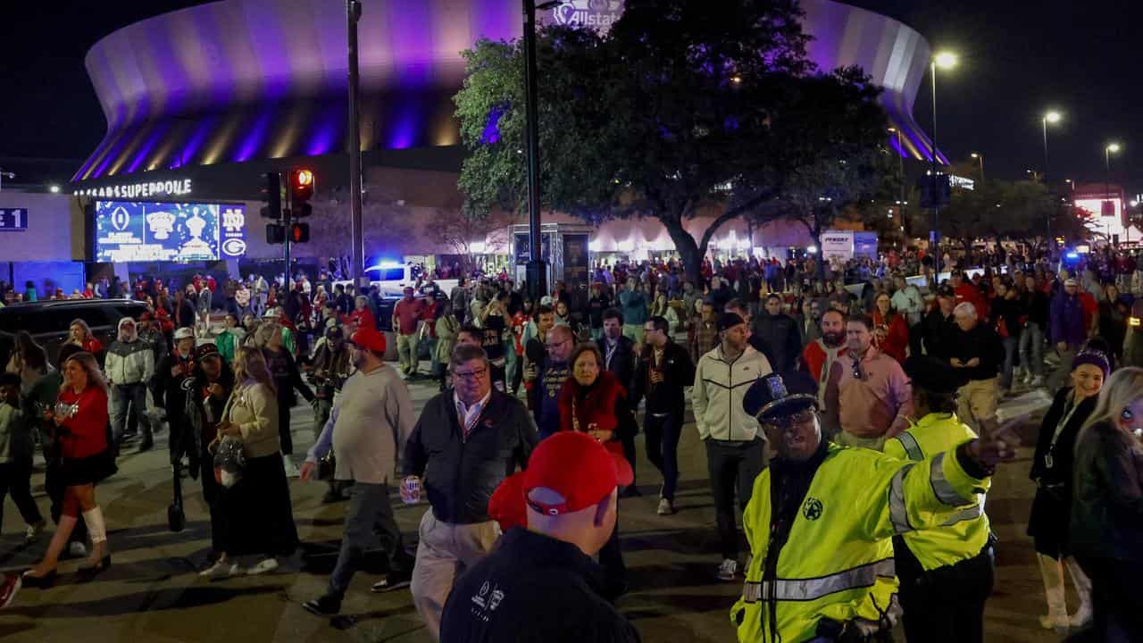 Security outside Caesars Superdome after the Sugar Bowl