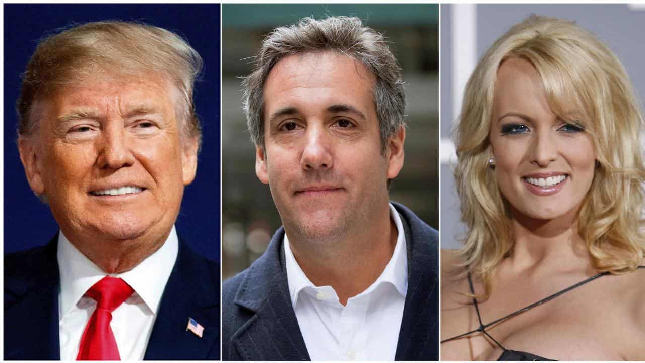 Donald Trump, Michael Cohen and Stormy Daniels (file image)