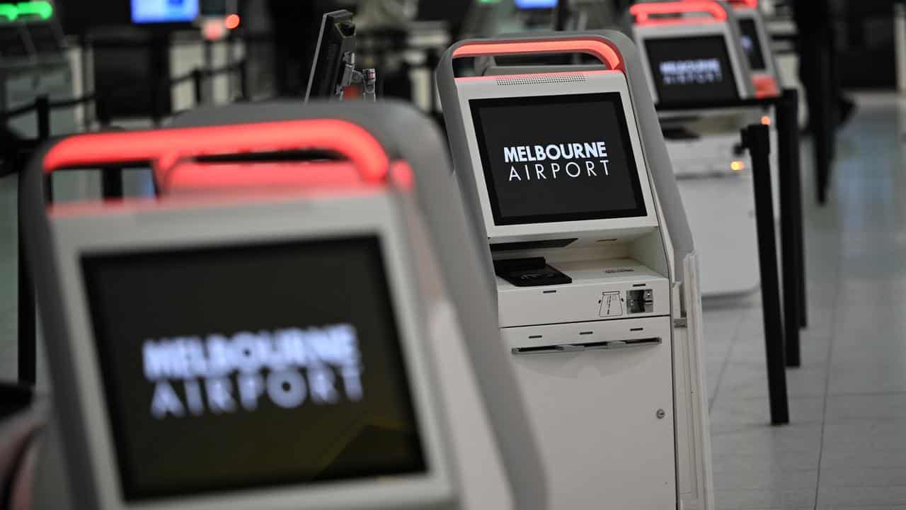 Signage at a check in counter at Melbourne Airport