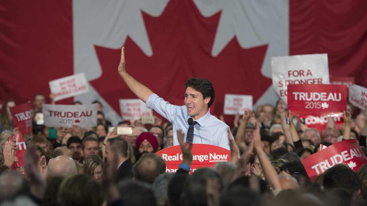 Liberal leader Justin Trudeau at a rally in 2015