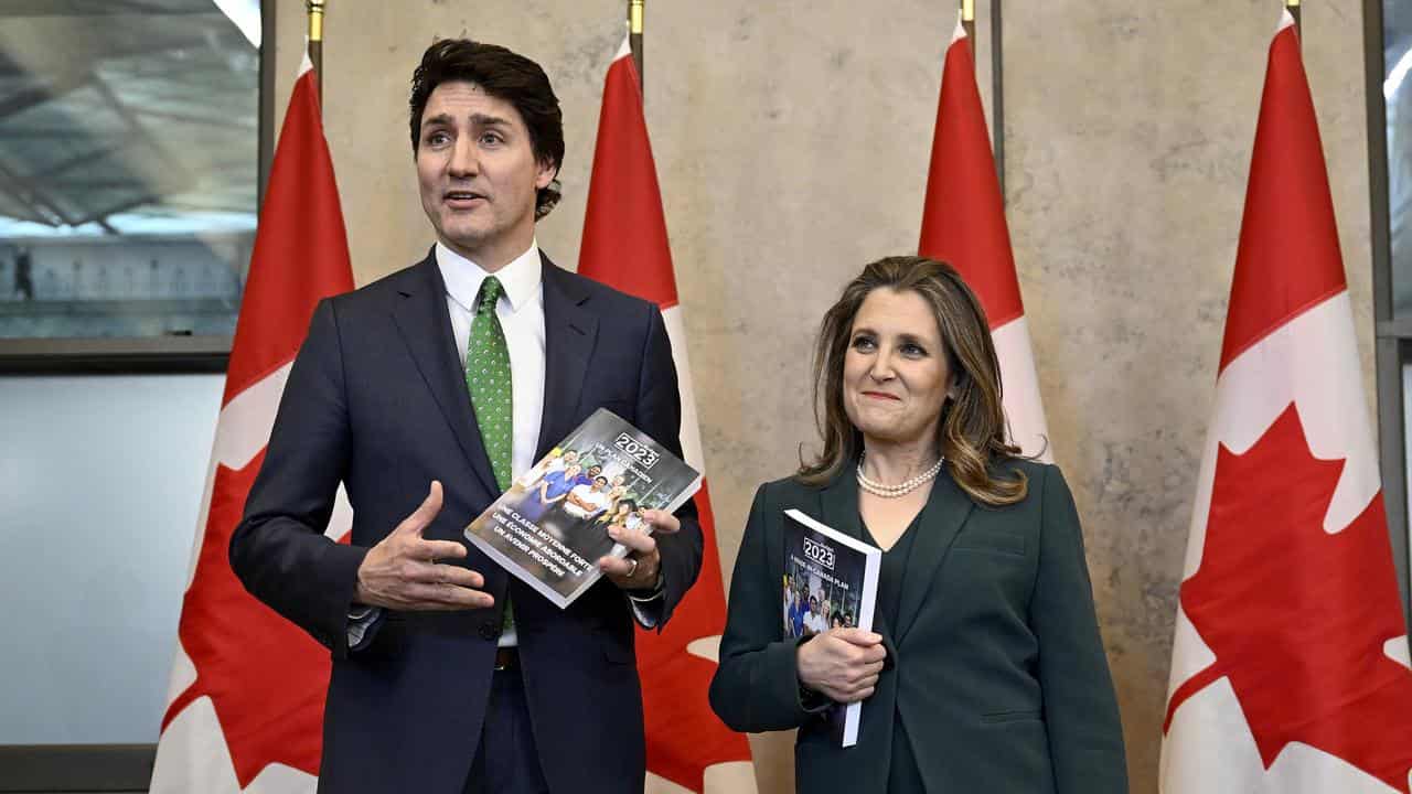 Canada's Prime Minister Justin Trudeau and deputy Chrystia Freeland