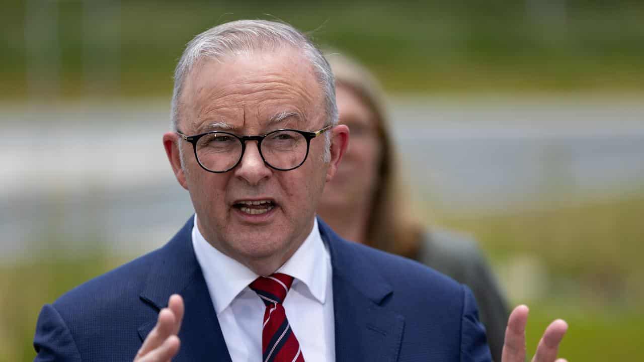 Prime Minister Anthony Albanese speaks to media