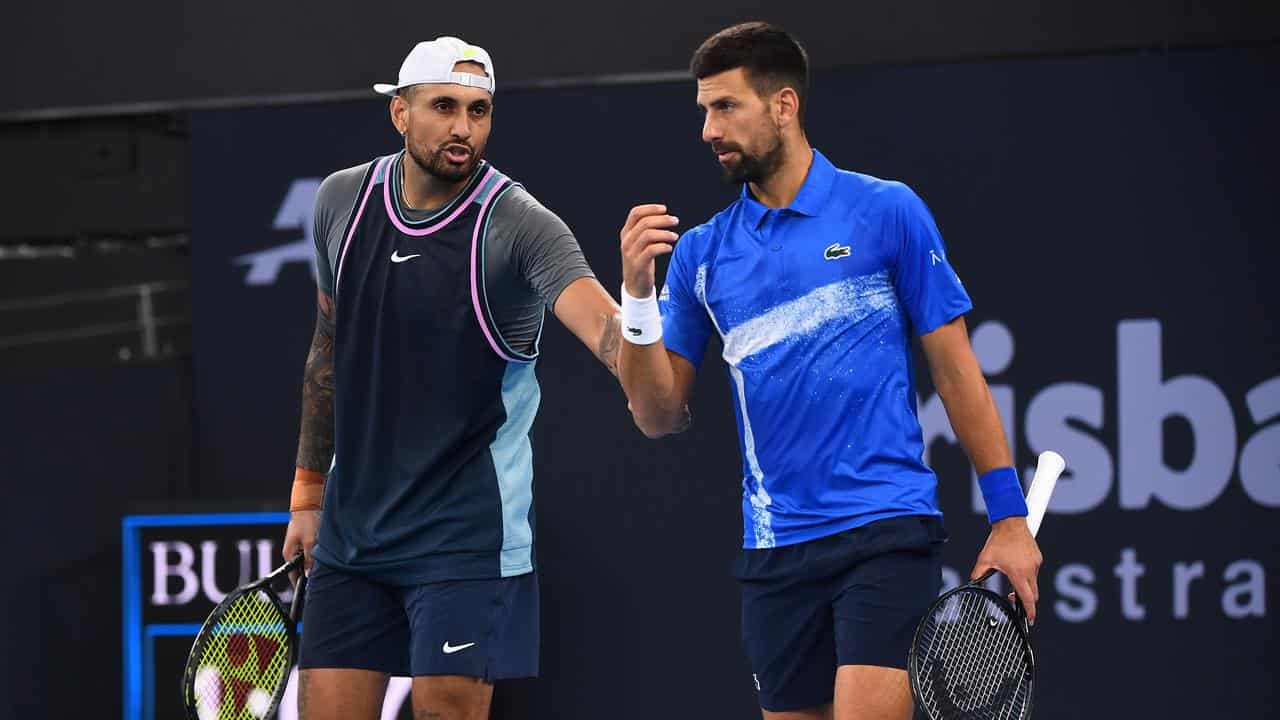 Nick Kyrgios (left) and Novak Djokovic.