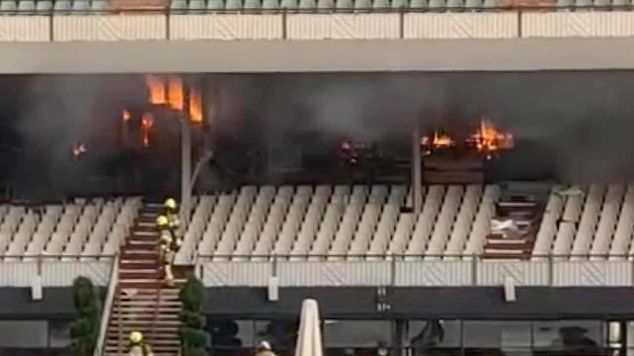 Caulfield racecourse grandstand fire.