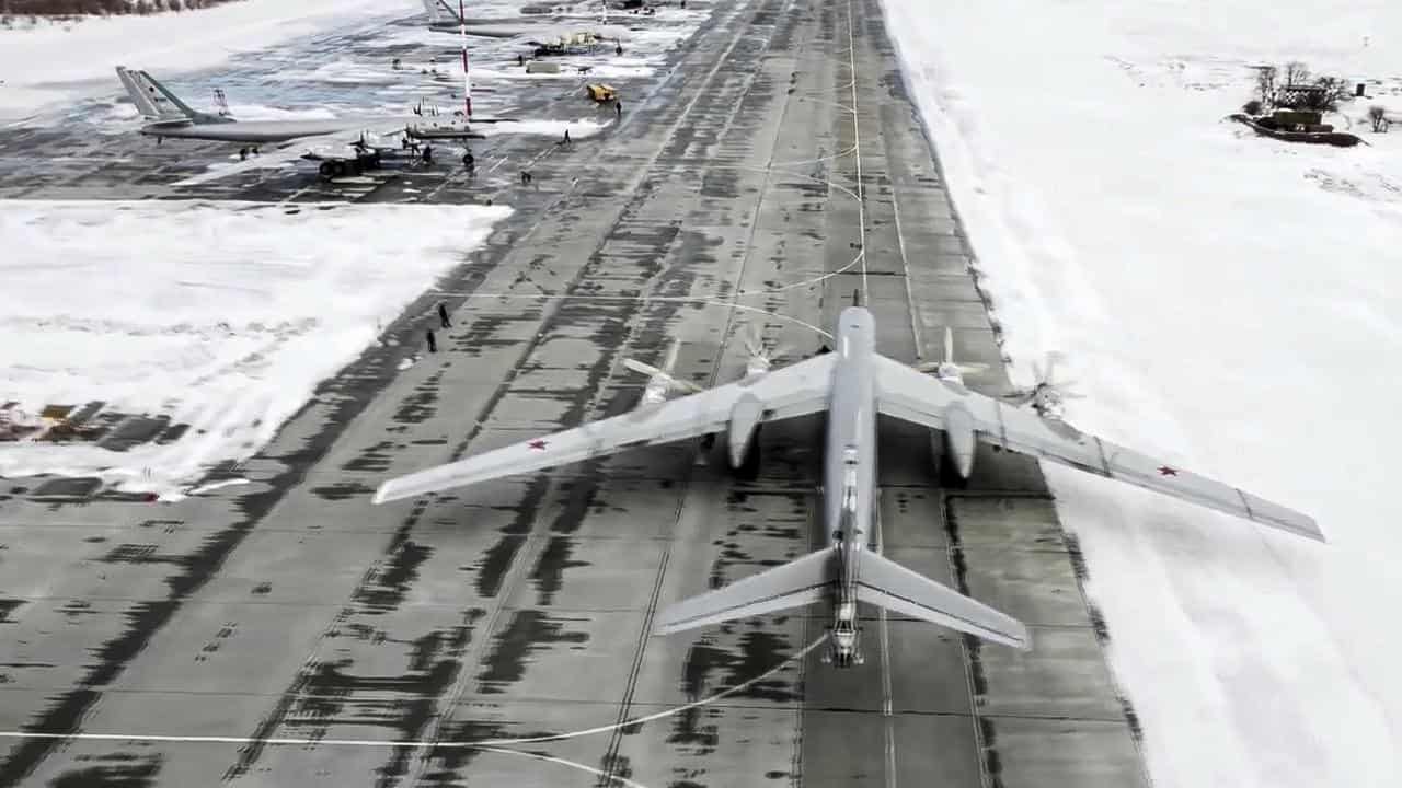 A Russian bomber taking off from the Engels base