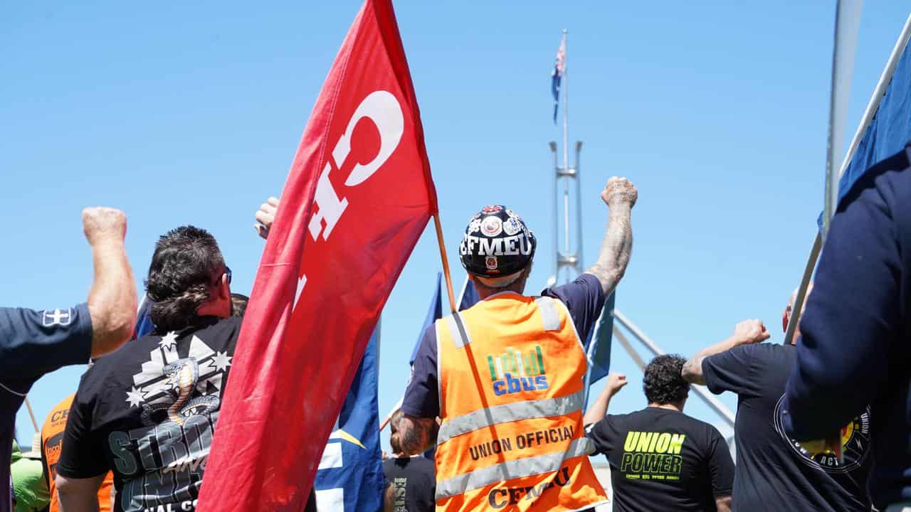 Union members at a rally