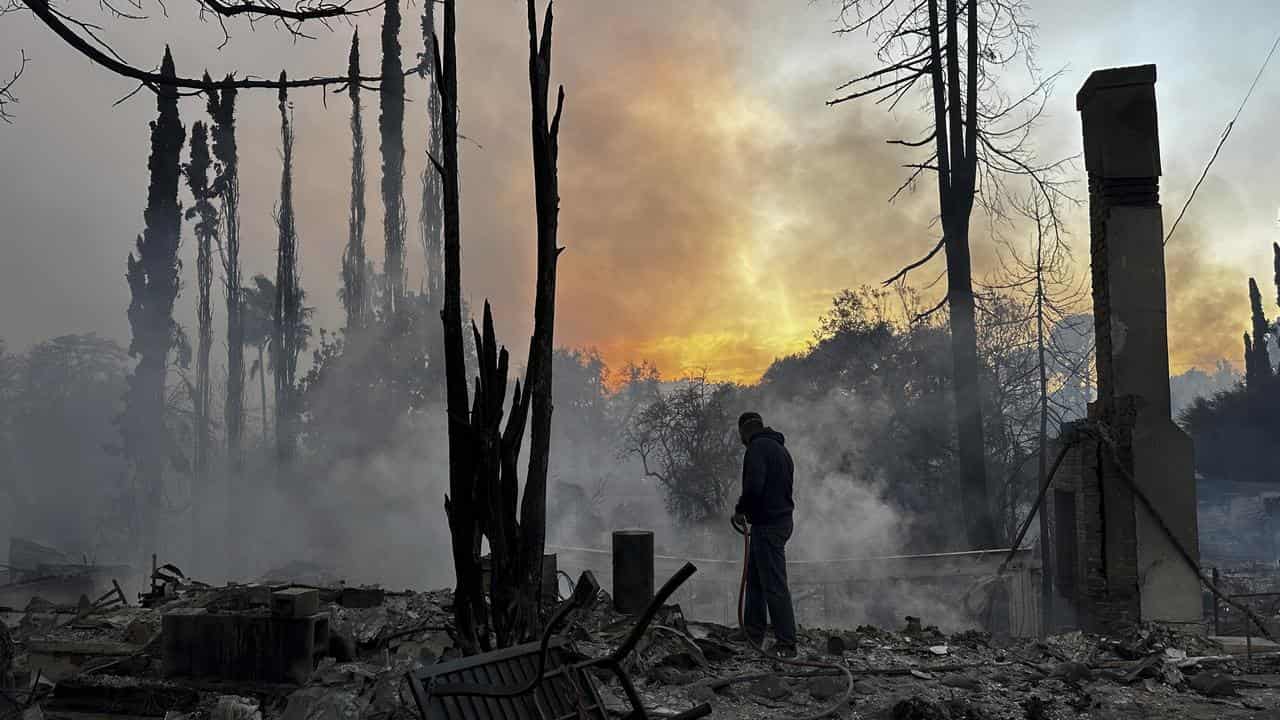 A property after Palisades Fire swept through in Los Angeles