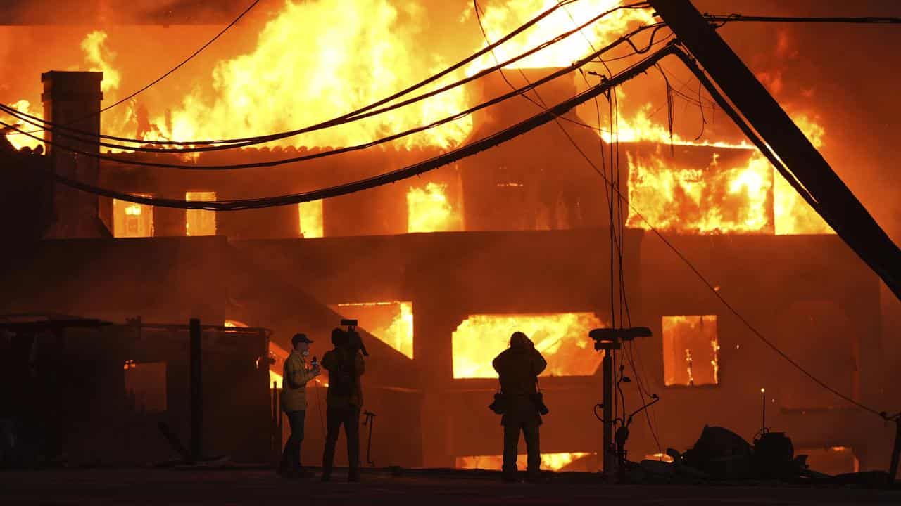 Beachfront homes destroyed by the Palisades Fire in Malibu, California