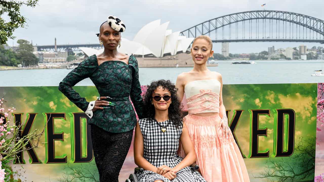 Cynthia Erivo, Marissa Bode, and Ariana Grande in Sydney (file image)