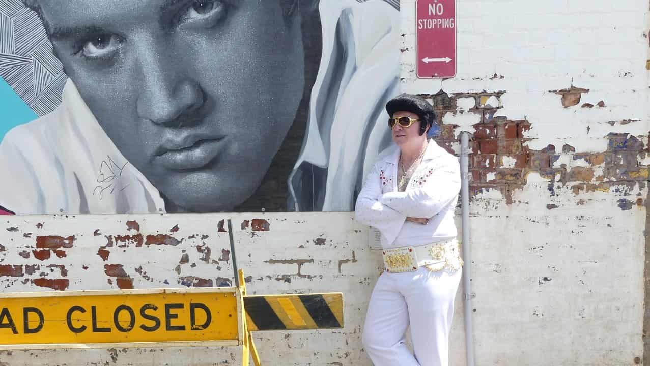 An Elvis lookalike at the during the 2025 Parkes Elvis Festival