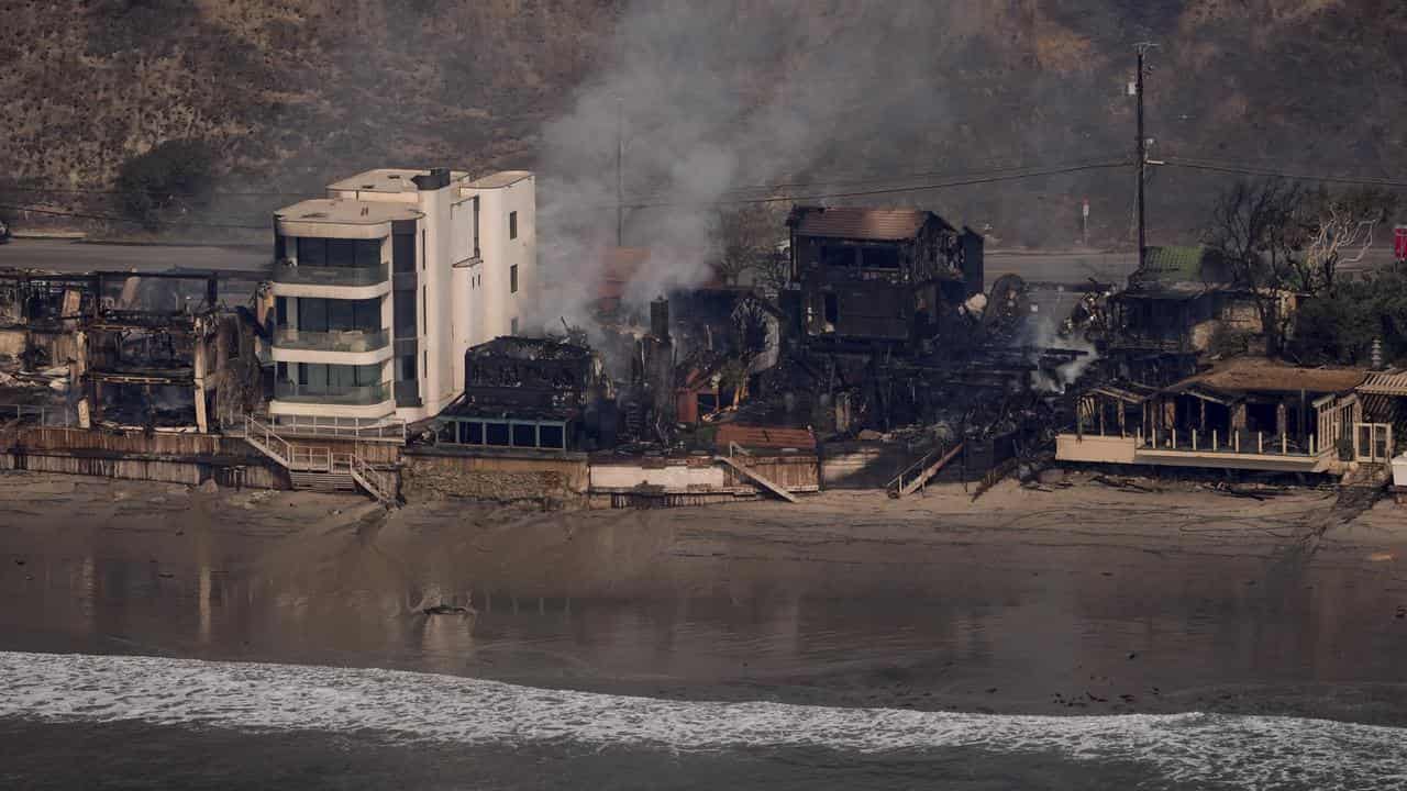 Beachfront properties destroyed by the Palisades Fire in Malibu