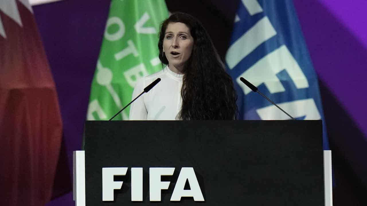 Norway soccer official Lise Klaveness speaks at  FIFA congress, Doha