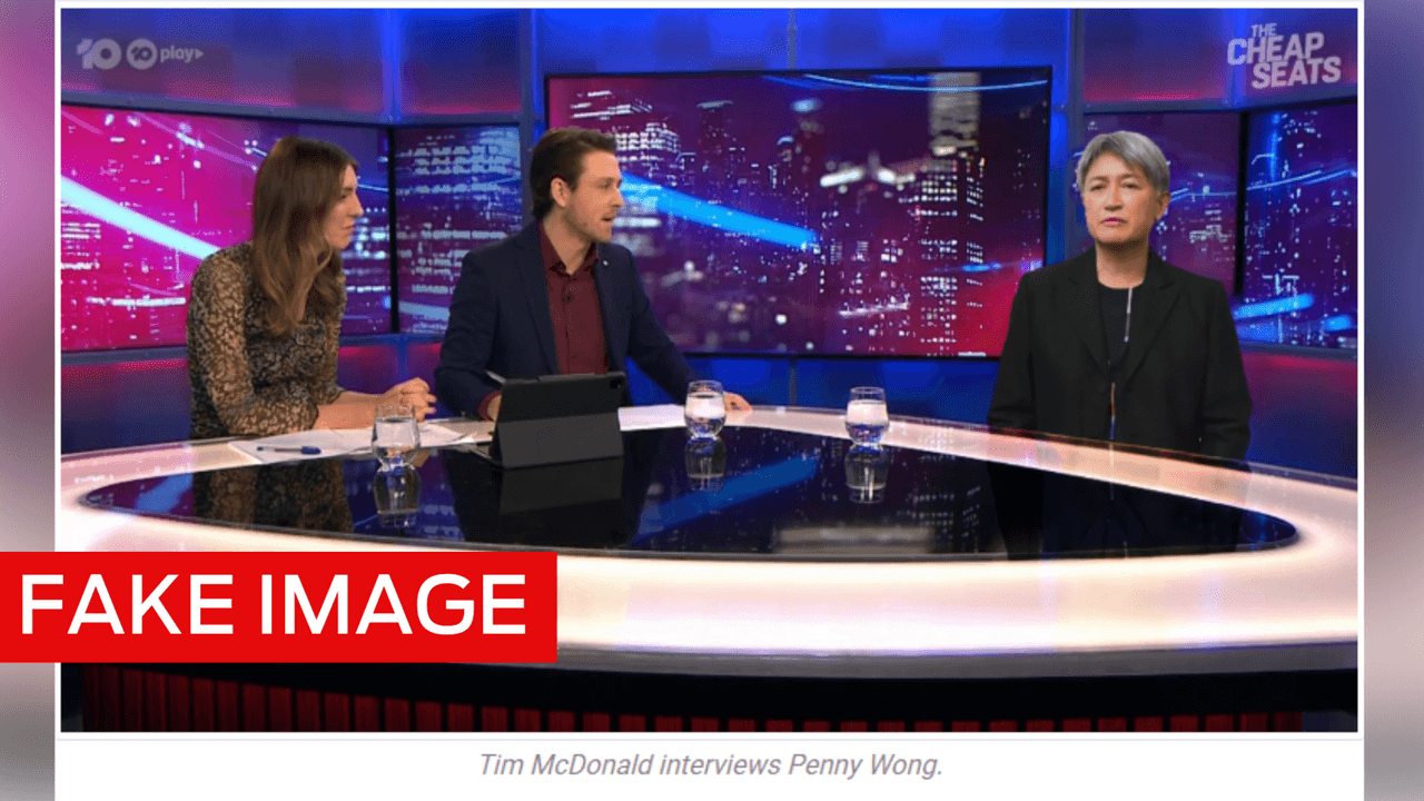 Pic of Penny Wong added to a screenshot of The Cheap Seats.