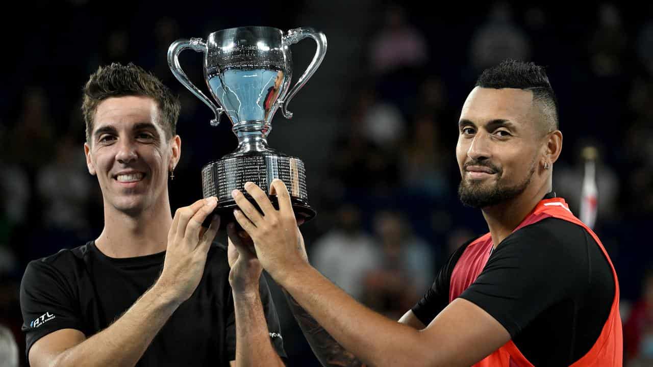 Nick Kyrgios (R) and Thanasi Kokkinakis (L)