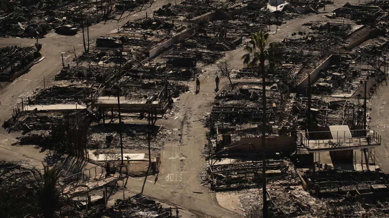 A fire-ravaged community in the aftermath of the Palisades Fire