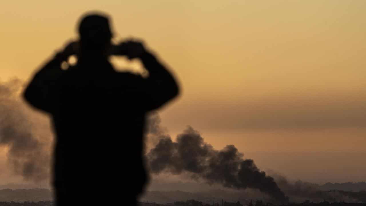 Smoke rising following an explosion inside the Gaza Strip