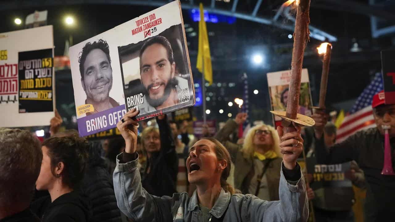 Demonstrators in Tel Aviv call for the immediate release of hostages