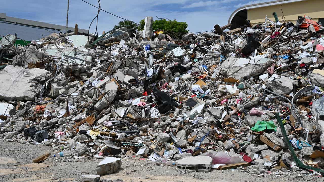 Destroyed and damaged buildings in Port Vila, Vanuatu