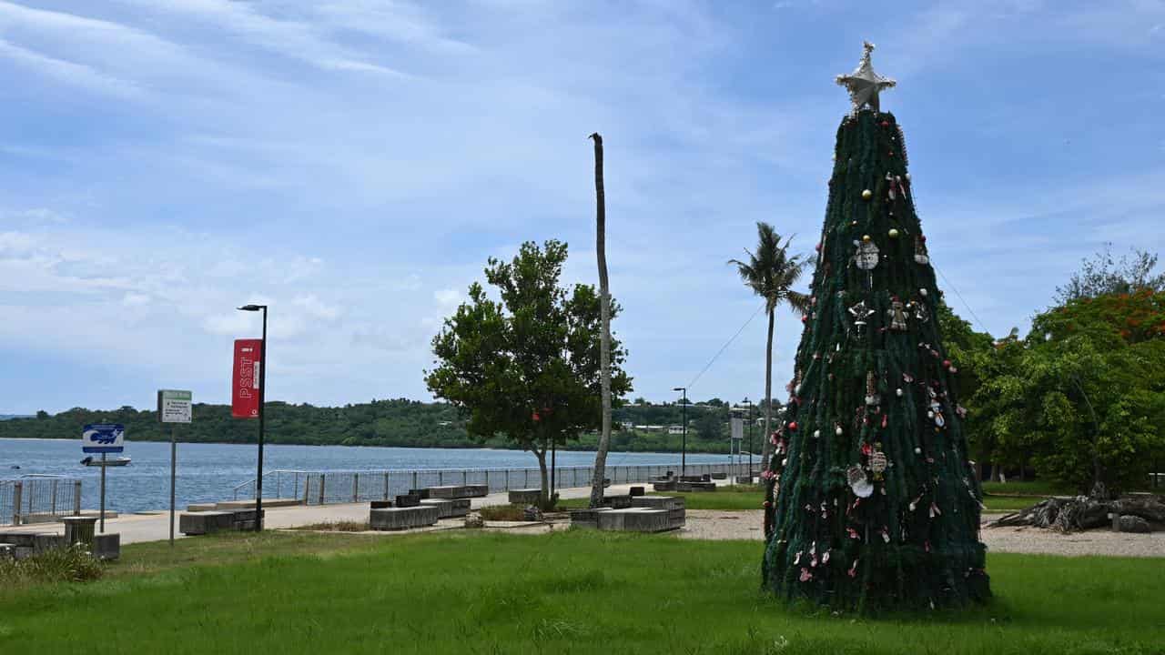 A Christmas tree on the waterfront in Port Vila, Vanuatu