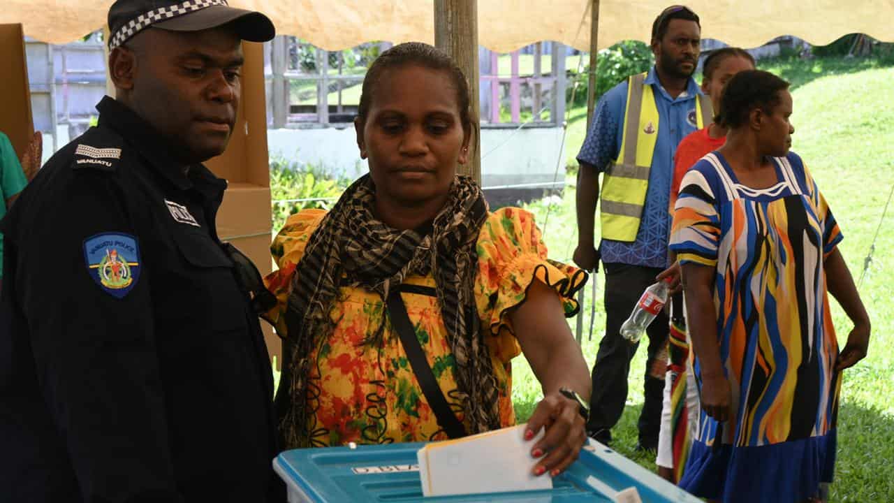 Voters at a polling station in Blacksands during Vanuatu’s election